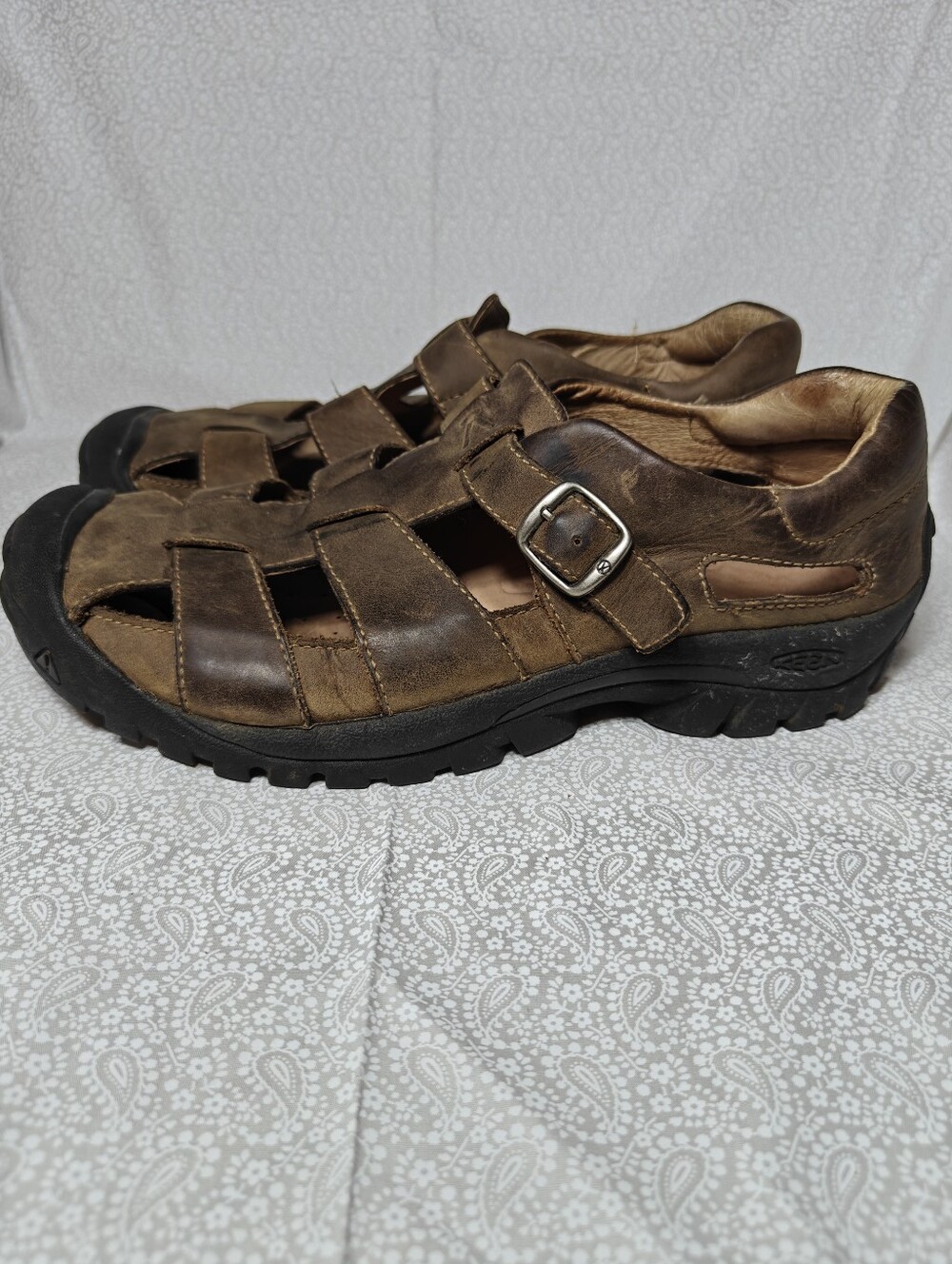 Keen Brown Leather Fisherman Closed Toe Strap Outdoor Walking Womens Shoes Sz 11